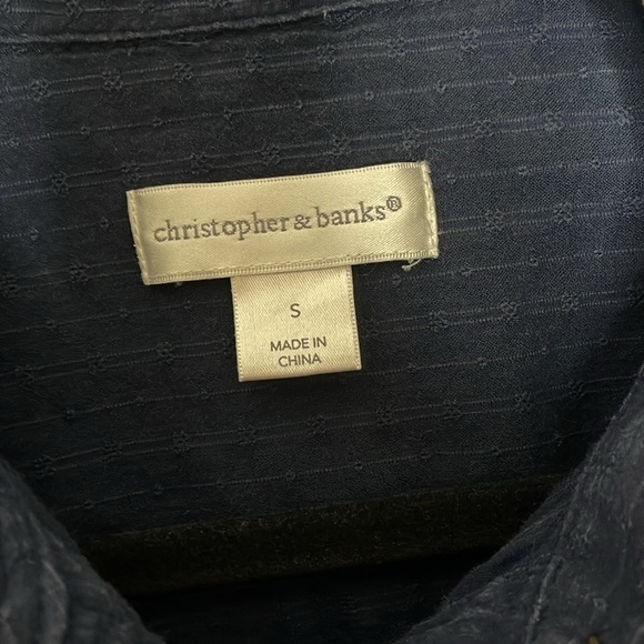 CHRISTOPHER & BANKS NAVY COTTON BUTTON DOWN (S) - Picture 3 of 6